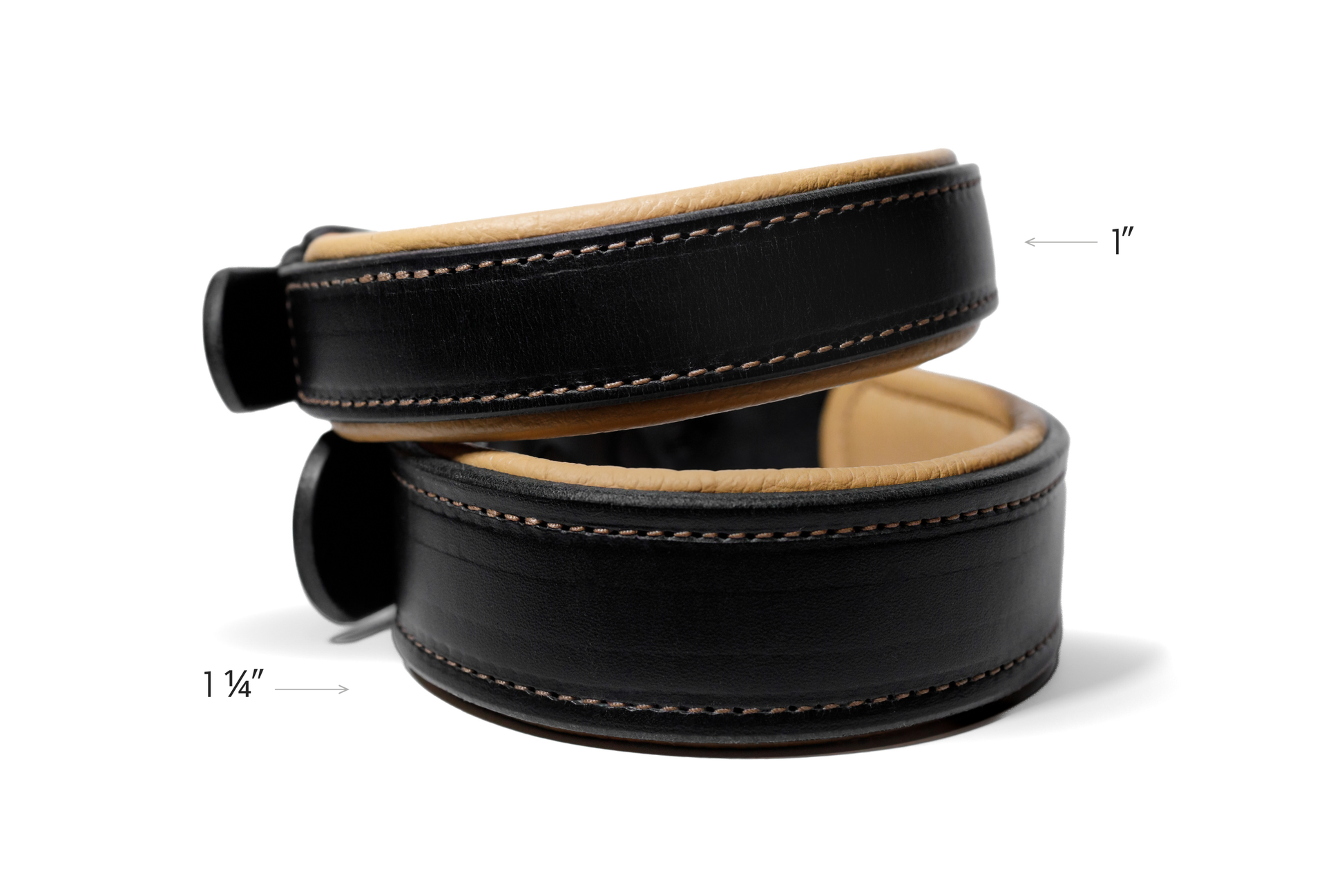 Handcrafted luxe leather dog collar. Full grain bridle leather, leather padding and high quality, heavy-duty black hardware. Multiple widths. Cross Winds Leather.